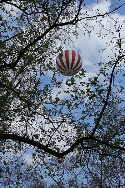 red-white striped balloon in City Park