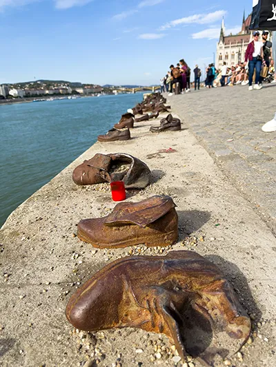 Cast iron shoes on the danube bank